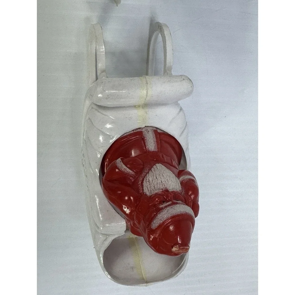 Vintage Christmas Hard Plastic Santa Sleigh Two White  Reindeer Candy Holder